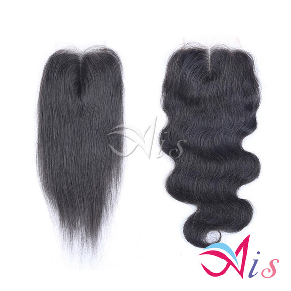 Grade 7A Lace Closure 4*4 Brazilian Virgin Hair Natural 1B Silky Top Closures Dyeable AiS Hair Extensions