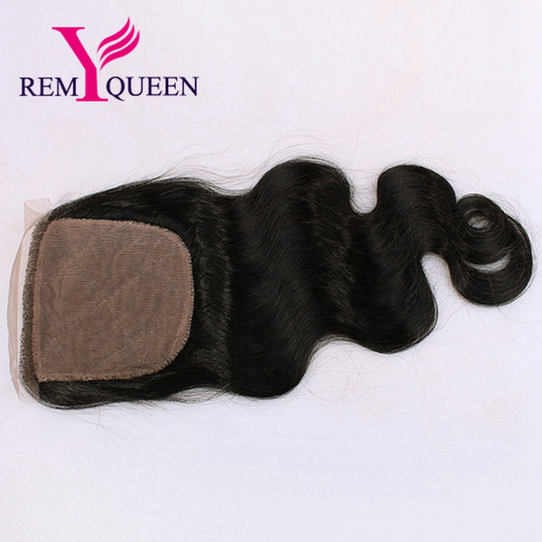 Remy Queen Brazilian Free Part Body Wave 4x4 Silk Top Lace Closure Swiss Lace Unprocessed Hair Factory Outlet Free