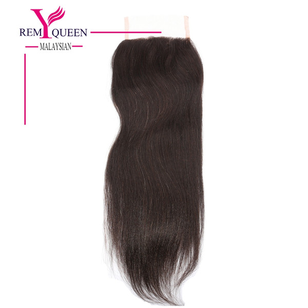 Remy Queen Malaysian silky bases 4*4 straight Lace Closure Free Middle Three Part Swiss Lace Unprocessed hair Top quality Free