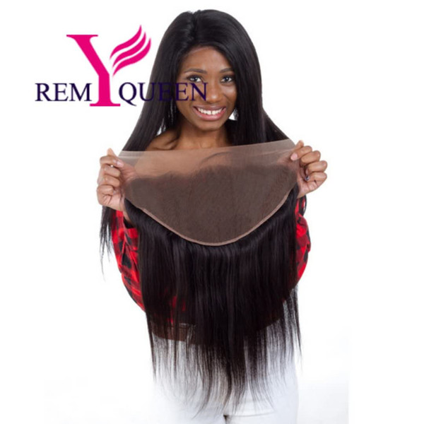 Remy Queen 8A Peruvian Pre Plucked Ear to Ear 13x6 Lace Frontal Closure With Baby Hair 8-20inch Straight Remy Human Hair Free Part
