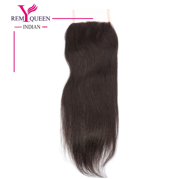 Remy Queen popular Brazilian straight silk bases 4*4 Lace Closure Swiss Lace France lace Unprocessed Hair can be dyed 120% density