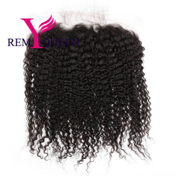 Remy Queen 8A Brazilian Virgin Hair 13x6 Lace Frontal Closure Kinky Curly Ear to Ear Pre Plucked With Baby Hair Human Hair Free Shippi