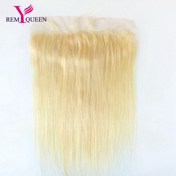 Remy Queen 10A Brazilian 613 Honey Blonde Straight 13x4 inch Lace Frontal Ear To Ear Swiss Lace Natural Hairline With Baby hair