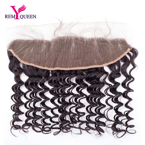 Remy Queen 8A Malaysian Deep Wave 13x4 Lace Frontal Pre Plucked With Baby Hair Bleached Knots Ear To Ear Swiss Lace