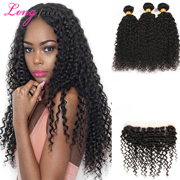 Brazilian Virgin Weave With Closure Virgin Hair 4 Bundles With Closure Ear To Ear Lace Frontal With Bundles Deep Curly Human Hair Weave