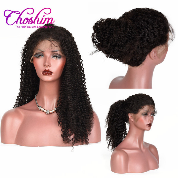 Choshim Slove 360 Lace Wigs With Baby Hair Brazilian Remy Kinky Curly Human Hair Wigs Brown Medium Cap 150% Density