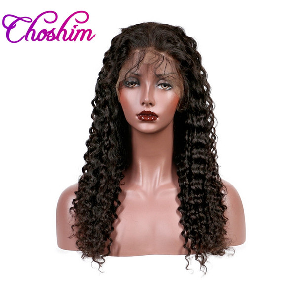 Choshim Human Hair Wigs Deep Curly 360 Lace Frontal Wigs For Black Women Natural Color Brazilian Remy Medium Cap 150 Density