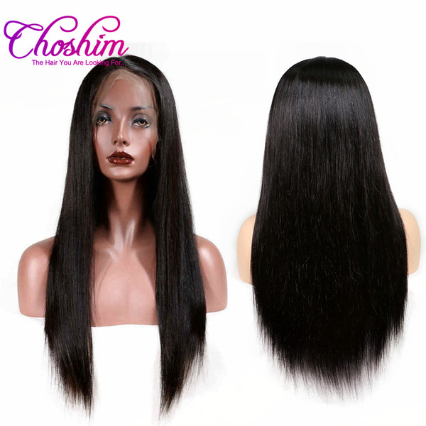 Choshim Slove Silky Straight 360 Lace Frontal Wig Pre Plucked 150% Density Lace Front Human Hair Wigs With Baby Hair Remy