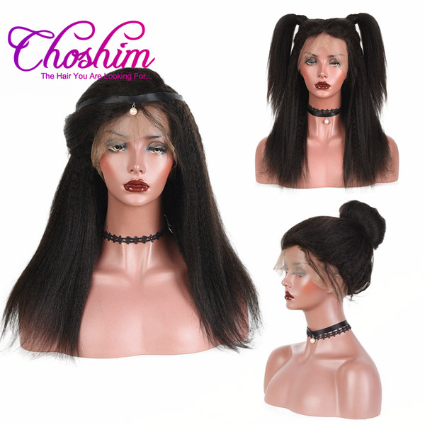 Choshim Slove 360 Lace Frontal Wigs With Baby Hair 150% Density Kinky Straight Short Human Hair Wig Brazilian Remy Hair Pre Plucked Hairline