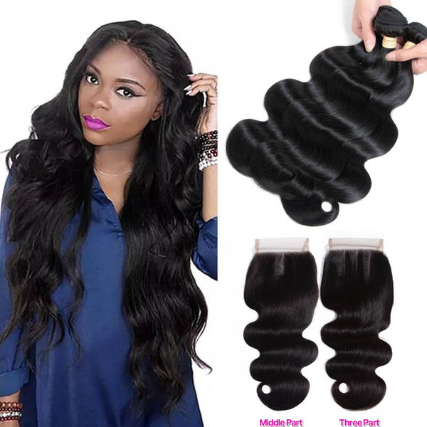 Fairgreat Indian Body Wave Human Hair Bundles With Closure Double Weft Remy Brazilian Hair Weave 3 Bundles With Closure 