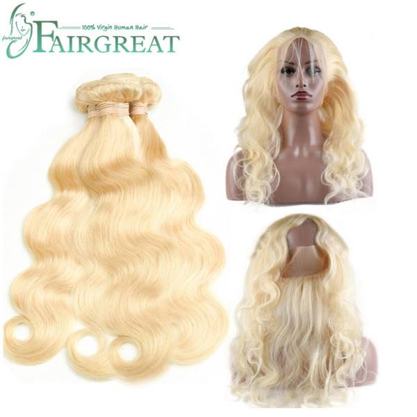 Fairgreat 613 Color Malaysian Straight/Body Human Hair 3 Bundles With 360 Lace Frontal Blonde Malaysian Bundles With 360 Lace Closure Hair