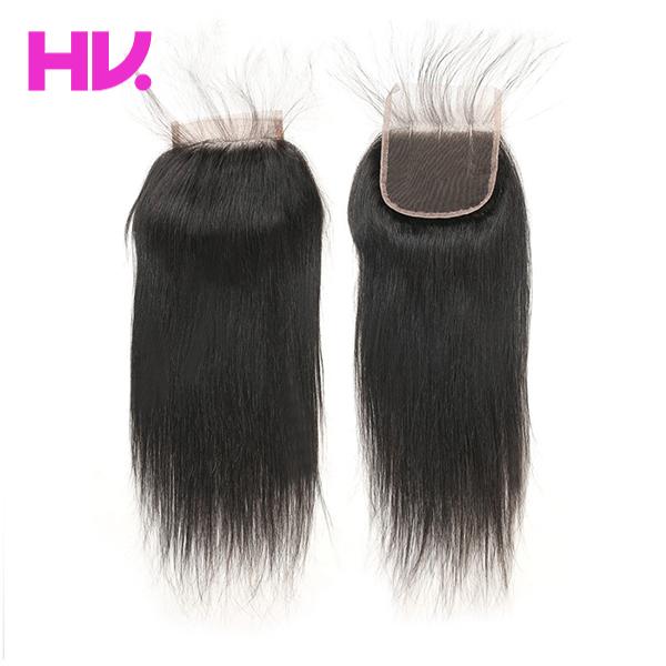 8A indian straight Top Closure Unprocessed Human Hair Lace Closure Bleached Knots with Baby Hair Middle/Free/Three Part Closure