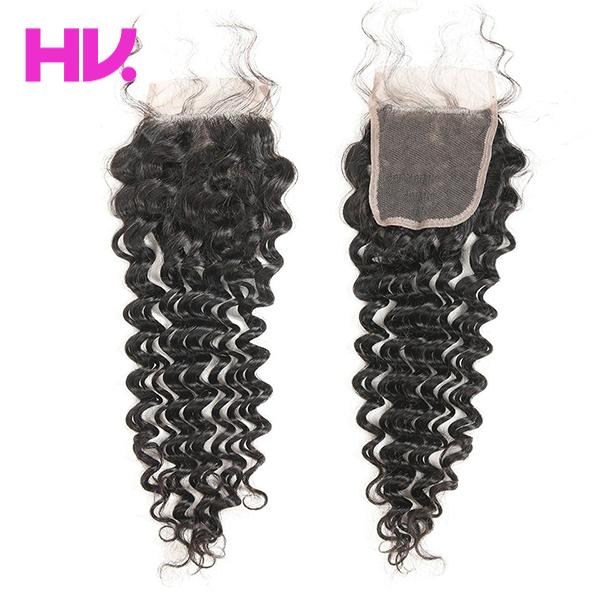 Brazilian Peruvian Malaysian Indian Cambodian Mongolian remy deep wave Human Hair Lace Closure deep wave 4*4 lace Closure