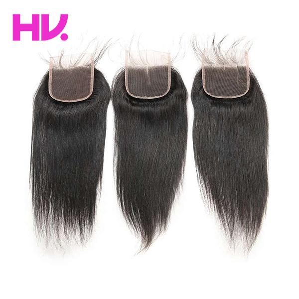 8A Malaysian straight Top Closure Unprocessed Human Hair Lace Closure Bleached Knots with Baby Hair Middle/Free/Three Part Closure