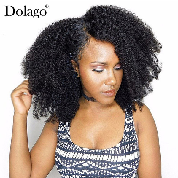 Afro Kinky Curly Lace Closure Mongolian Virgin Hair Natural Black Color Pre Plucked With Baby Hair 4B 4C Dolago 100% Human Hair