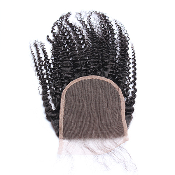 5X5 Part Afro Kinky Curly Lace Closure Brazilian Hair Pre Plukced Human Hair Closures With Baby Hair Dolago