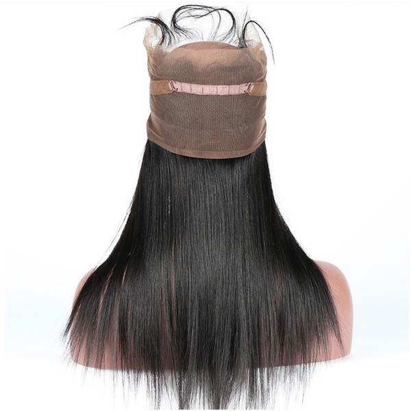 360 Lace Frontal Closure With Baby Hair Pre Plucked Straight Brazilian Remy Hair Natural Black Can Be Dyed Can Be Permed