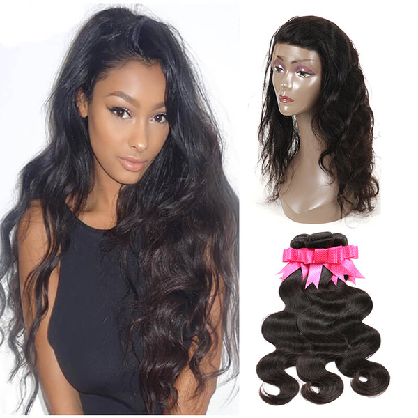 360 Lace Frontal With Bundles Brazilian Virgin Hair Body Wave Hair Weaves Closure Remy Human Hair Extensions 3 Bundles With 360 Lace Closure