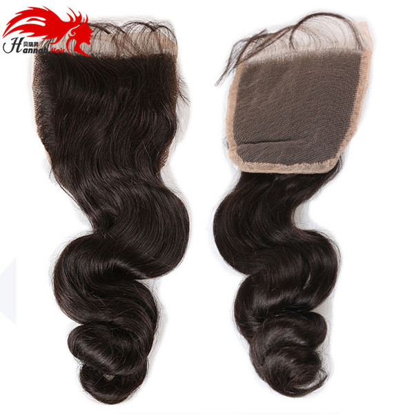 Hannah product Peruvian Loose Wave Lace Closure With Loose Hair Remy Hair Natural Color 10