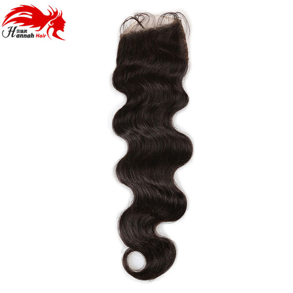 Hannah Product Brazilian Silk Base Closure Body Wave Human Hair Remy Hair 4x4 Silk Closure Free Part Bleached Knots With Baby Hair