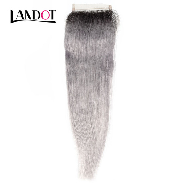 Ombre 1b/grey Brazilian Virgin Human Hair Top Lace Closures 9A Peruvian Malaysian Indian Cambodian Russian Straight Hair Swiss Closures