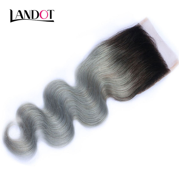 Ombre 1b/grey Brazilian Virgin Human Hair Top Lace Closures 9A Peruvian Malaysian Indian Cambodian Russian Body wave Hair Swiss Lace Closure