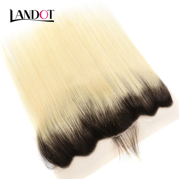 Ombre 1B/613 Bleach Blonde Brazilian Virgin Hair Lace Frontal Closures 13x4 Size Peruvian Malaysian Indian Cambodian Human Hair Top Closure
