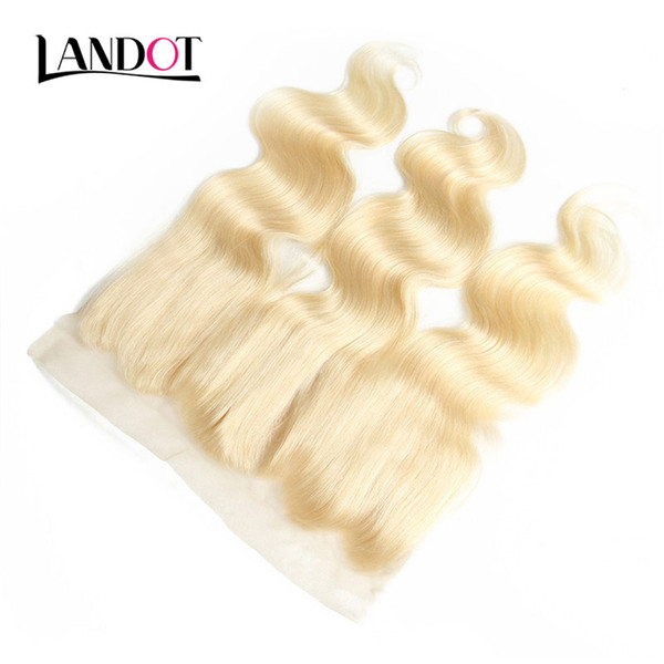 Bleach Blonde Color 613 Lace Frontal Closure 13x4 Brazilian Peruvian Malaysian Indian Cambodian Virgin Human Hair Closure Body Wave Straight