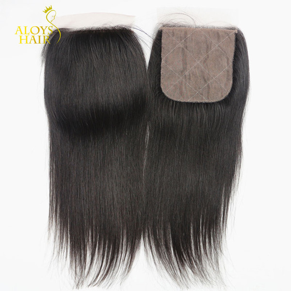 Brazilian Straight Silk Base Lace Closures 8A Malaysian Peruvian Indian Cambodian Virgin Human Hair Closure Free/Middle/3 Part Hidden Knots