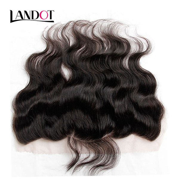 Brazilian Body Wave Lace Frontal Closure Malaysian Indian Peruvian Cambodian Virgin Human Hair Closures Ear To Ear 13x4 Natural Black Color