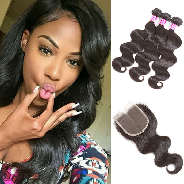 Brazilian Body Wave Hair Bundles With 4x4 Closure Unprocessed Brazilian Virgin Hair Body Wave With Lace Closure Cheap Human Hair Extensions