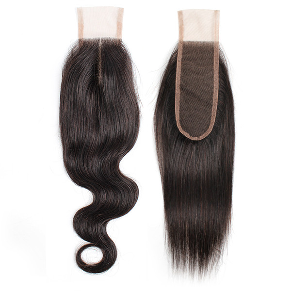 2*6 Lace Closure Virgin Brazilian Human Hair Free Middle Closure Straight Body Wave Natural Color 8-20 inch