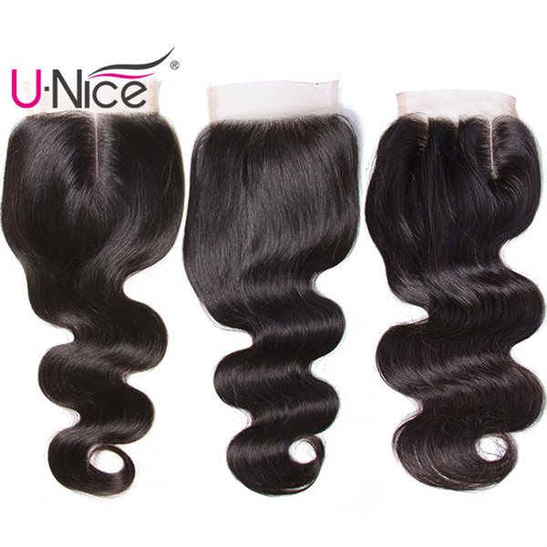 UNice Hair Closures Brazilian Body Wave Closure Free Part 8a Virgin Human Hair 4x4 Lace Closures Peruvian Remy Hair Indian Malaysian