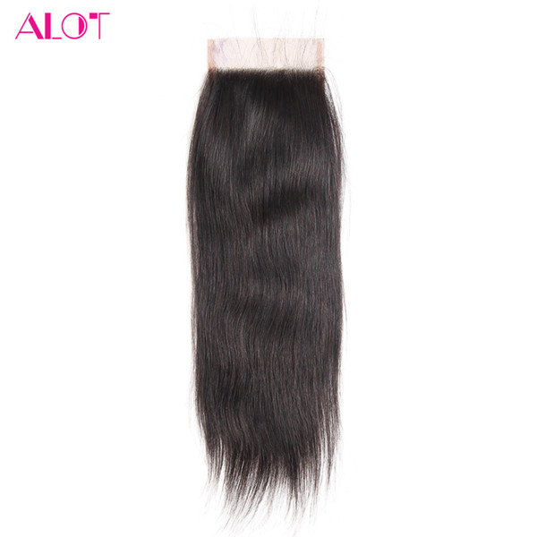 Human Hair Lace Closure 100% Unprocessed Virgin Human Hair Brazilian Silky Straight Closure Pieces Weave 8