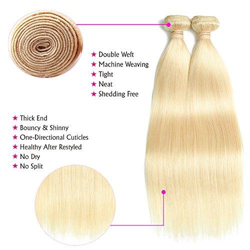 613 Blonde Hair 2 Bundles With 360 Lace Frontal Pre Plucked Brazilian Remy Hair Human Straight Frontal With Baby Hair Alot