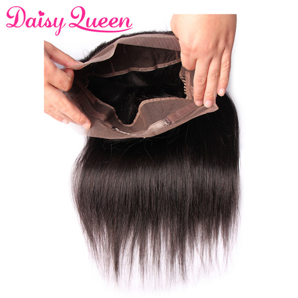 360 Lace Frontal With Baby Hair Peruvian/Malaysian/Indian/Brazilian Straight Hair Closure 100% Virgin Human Hair Frontal Pre Plucked 8A