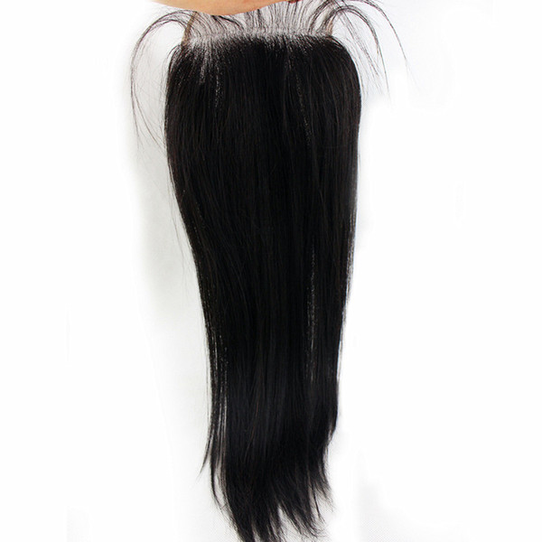 Top Quality 100% human straight Indian Hair closure with lace size 4*4, natural color virgin remy hair, free dhl