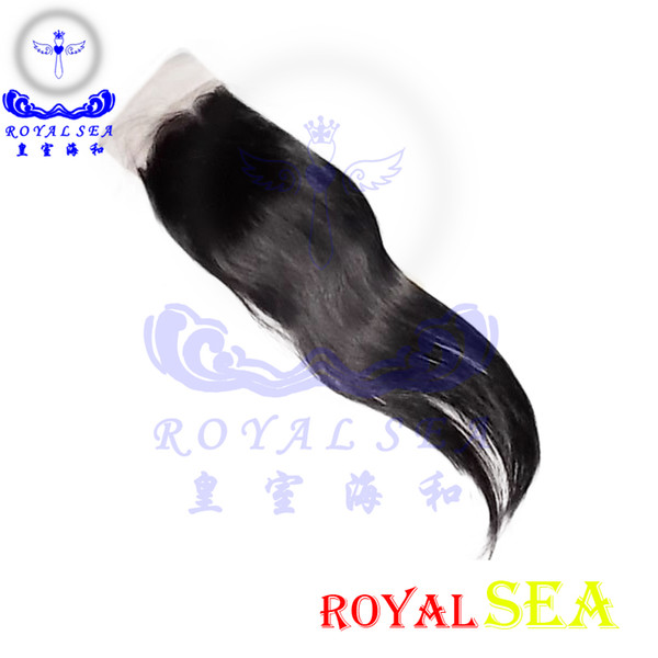 Top Grade human hair lace closure 4x4 straight brazilian peruvian malaysian mongolian virgin closure with baby hair RoyalSea 100% human hair