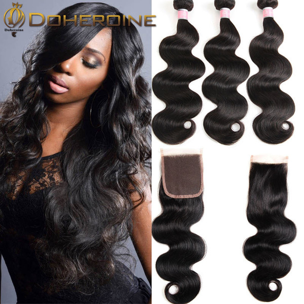 Peruvian Hair 3 Bundles With Closure Peruvian Body Wave With Closure Cheap Human Hair Bundles With Closure