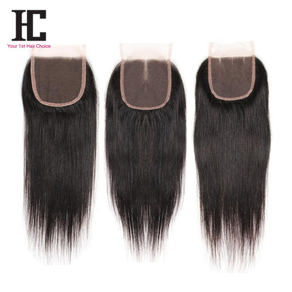 Brazilian Virgin Hair Lace Closure Free Middle Three Part Nature Color 4x4 Swiss Lace Closure 8-20 inch Human Hair Extensions