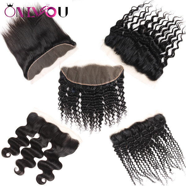 Raw Indian Virgin Hair Extensions Remy Human Hair Weaves Closure Top Lace Frontal Closure Straight Deep Kinky Curly Deals for Black Women