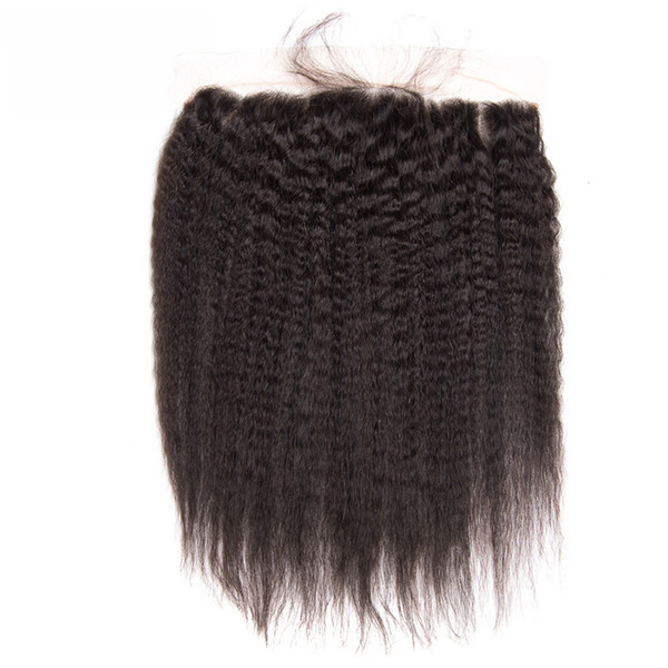 10A Brazilian Kinky Straight Hair 13x4 Ear To Ear Lace Frontal Natural Color 100% Remy Human Hair Closure With Baby Hair