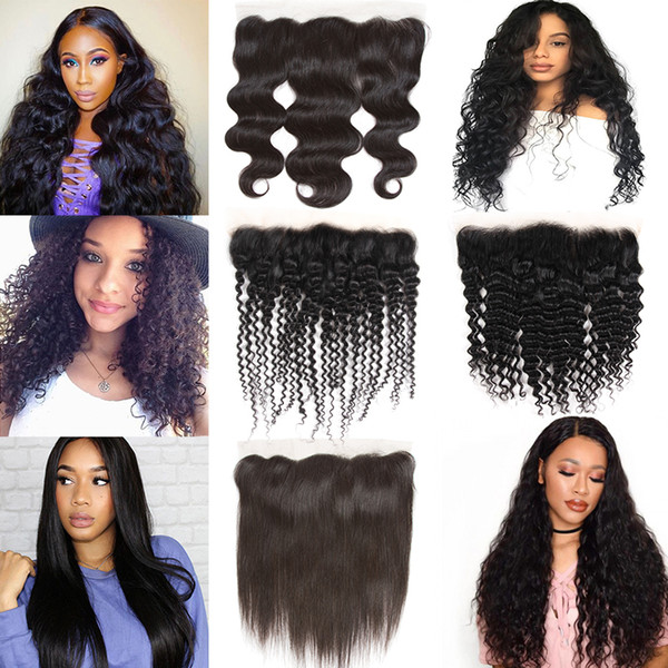 Brazilian Peruvian Malaysian Indian Body Wave Virgin Human Hair Weaves Closure Unprocessed 13x4 Lace Frontal Closures 1 piece 