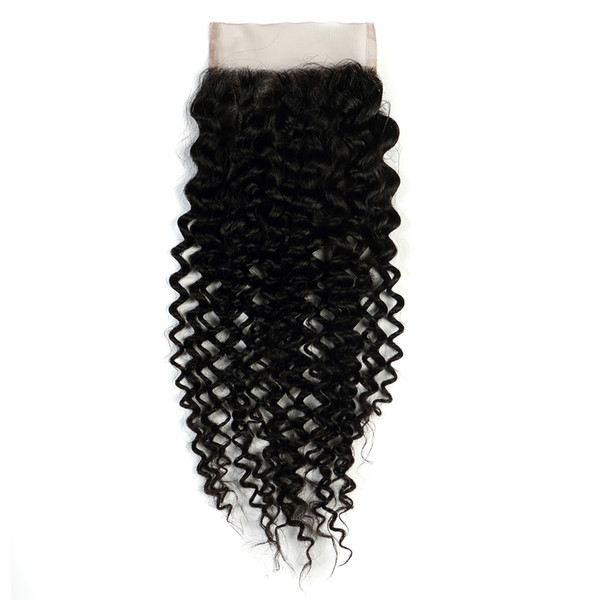 Kinky Curly Virgin Brazilian Hair Closure 4*4 Lace Closure Free Part 100% Remy Human Hair Extensions 10-24Inches Natural Color Factory Price