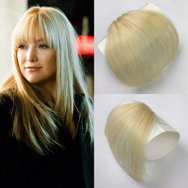 100% Real Human Hair Fringe with Temple Handmade Clip In Hair Extension Blonde Wispy Hair Bangs