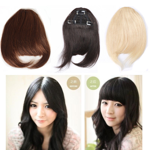 MEYA Human Hair Bang with Clips Natural Color Dark Brown Blonde Clip in Fringe Cute Neat Cut Bang