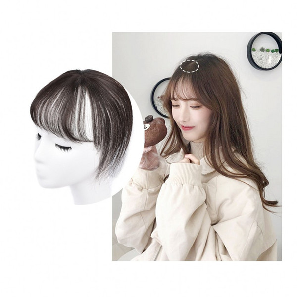 Sara 3D 100% Human Natural Hair Bangs Fringe 360° Frontal Straight Stealth Non-Trace Hair Bang Clip in Hair Piece Hairpiece Extension 8*20cm