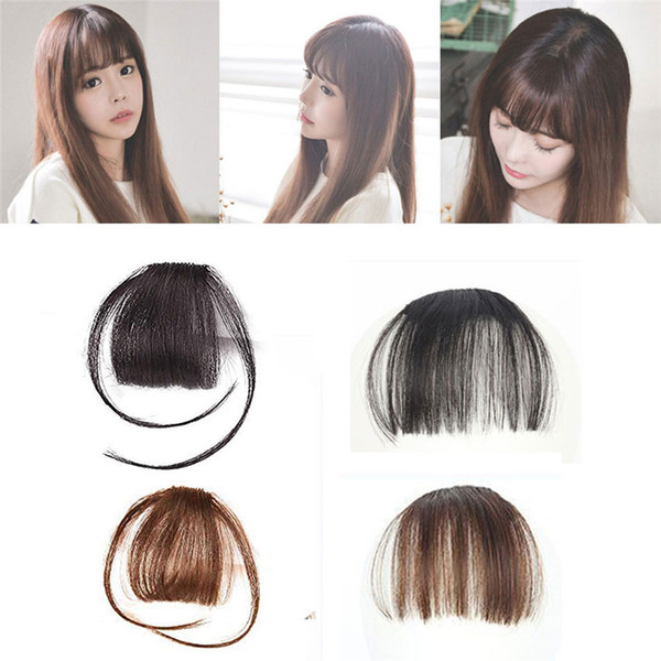 100% Real Human Hair Bangs Clip on Real Hair Extension Front Neat Bang Fringe 5 Colors Choose For Woman