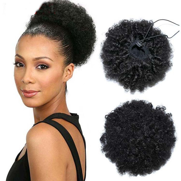 Curly Wig Fashion Pretty Woman Girl Flower Bud Explosion Head Ponytail Holder Hairpiece Afro Puff Wig Hair 100% virgin human Chignons