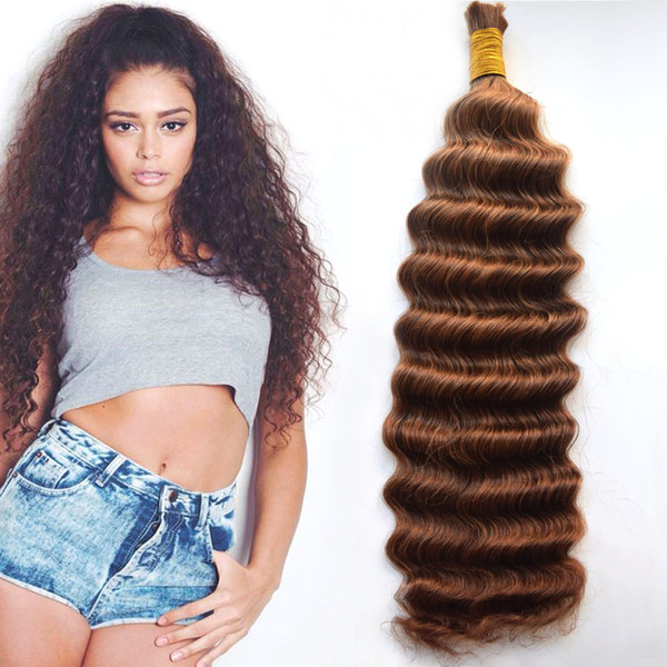 Brazilian Human Hair Bulk 3 or 4 Bundles Deep Wave Unprocessed Human Hair Bulk for Braiding 5 Colors Available